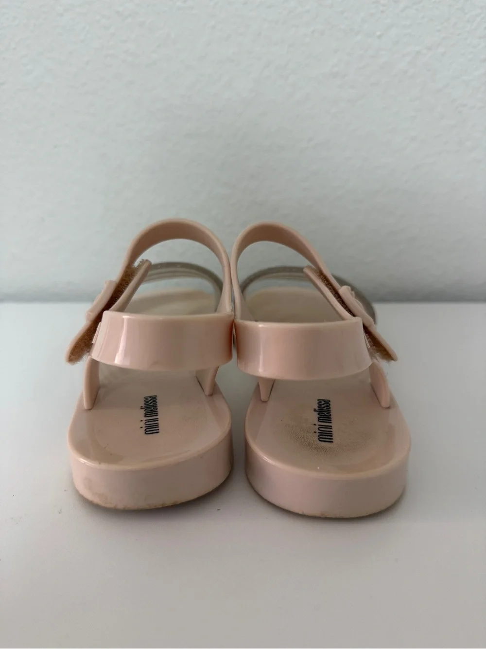 Mini Melissa Girls' Nude Pink Shimmery Strap Sandals